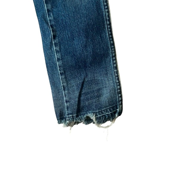 AMO Babe Old School Jeans • 24• with Piping Blue Raw Hem $298 - Picture 8 of 14